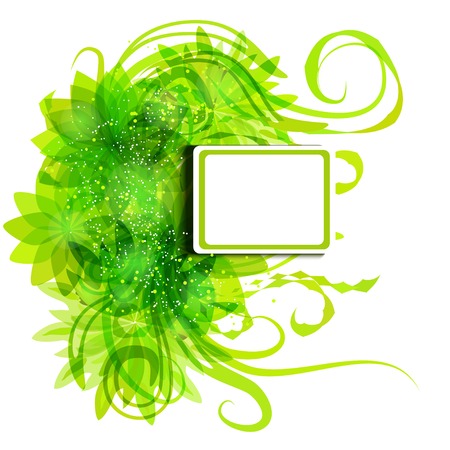 green flower banner. Vector template. Eco emblemのイラスト素材
