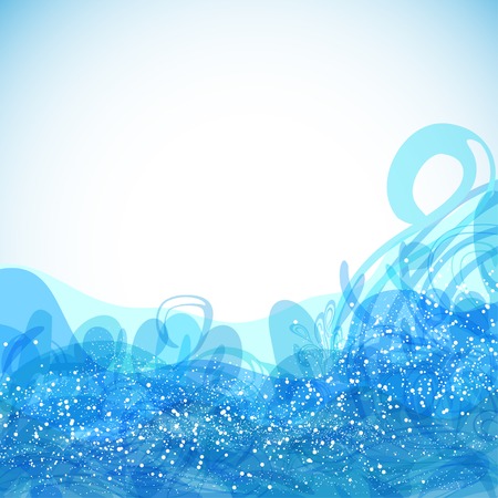 beautiful background with blue curl waves. Template-frame for your designのイラスト素材