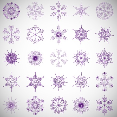 set of snowflakes or flowers or design elements. multifunction universal collection of vector unitsのイラスト素材