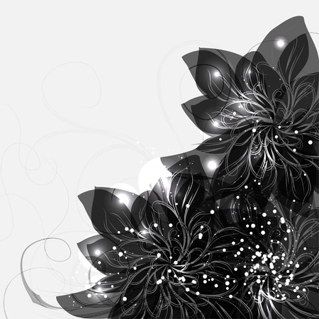 gentle frame with black flowersのイラスト素材