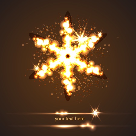 abstract gold flower or snowflake with light effectのイラスト素材