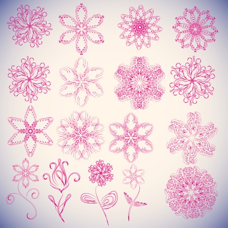 set of pink flowerのイラスト素材