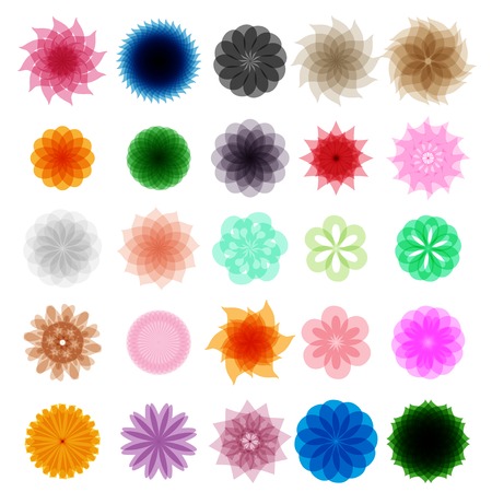 set of gentle colors flowers. multifunction universal collection of vector unitsのイラスト素材
