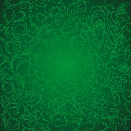 abstract green seamless pattern with curling branch. With clipping maskのイラスト素材