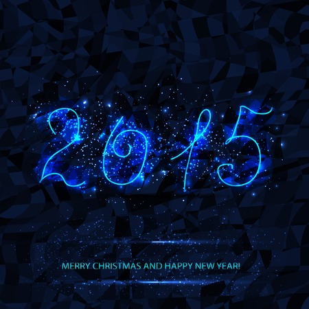 card for christmas or new year. New Year display in shades of blue with geometry backgroundのイラスト素材