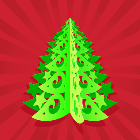 volumetric tree on a red backgroundのイラスト素材
