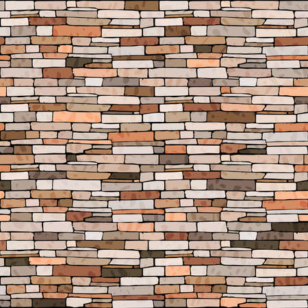 brick wall seamless pattern, building facade texture with masonry, vector colorful bricks, stone textured surfaceのイラスト素材