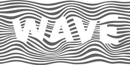 Abstract seamless wavy pattern with letters. Endless vector waves isolated on white background. Horizontal linear background with text.のイラスト素材