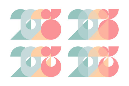 Set of vector multicolor numbers 2023 for poster, brochure, banner, ticket. Numbers with overlay...