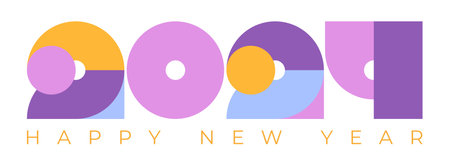 Multicolored made of square and circle. Unique Designer number design 2024. Calendar date isolated...