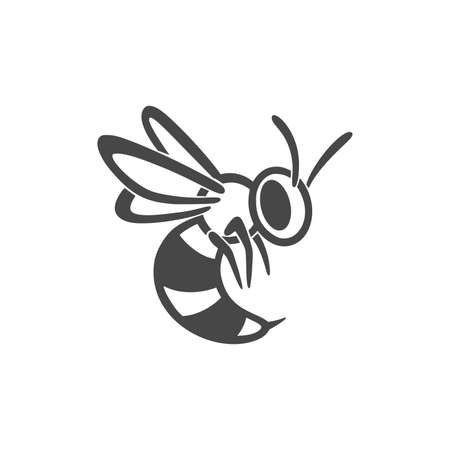 Wasp flat line icon. Black silhouette of an insect Isolated on a white background.のイラスト素材