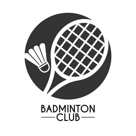 Shuttlecock and badminton racket in a flat style on white background.のイラスト素材