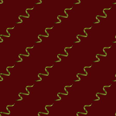 Seamless pattern with gold ribbon on Burgundy background. Flat lay.の写真素材