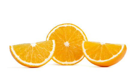 Orange slices isolated on a white background. Close up.の写真素材