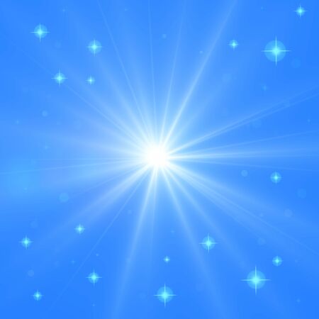 Blue abstract background with stars and bokeh. Illustration.の写真素材