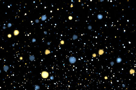 Black abstract background with bokeh lights and stars. Textureの写真素材