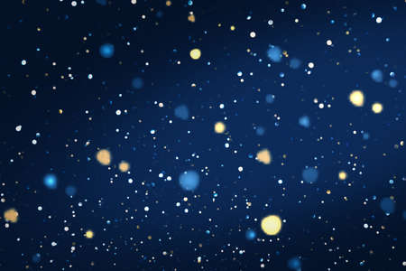 Blue abstract background with bokeh lights and stars. Texture.の写真素材