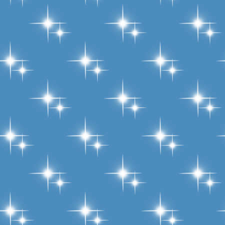 Seamless pattern with stars. Blue background. Shiny texture.の写真素材
