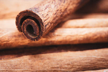 Cinnamon sticks. Natural food texture. Selective focus.の写真素材