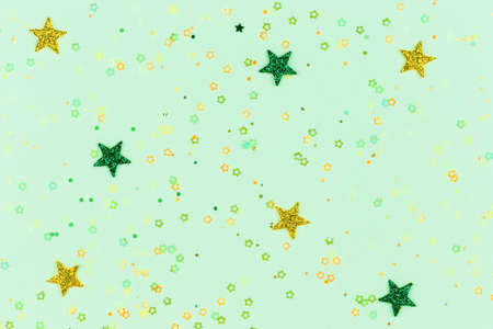 Brilliant green and yellow stars on  mintの写真素材