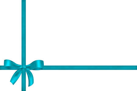 Light blue bow and ribbon on a white background. Gift box. Decor elements for Christmas, New year, Valentine's day, Birthday, women's, mother's day and other holidays.の写真素材