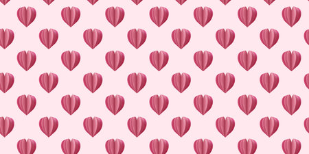 Seamless pattern of hearts on a pink background. Fabric design, Wallpaper, packaging.の写真素材