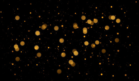 Dark abstract background with bokeh lights and stars.の写真素材