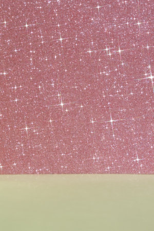 Minimal abstract green and pink shiny sparkling background for the presentation of a cosmetic product or gift. Premium podium, scene. Showcase, display case.の写真素材