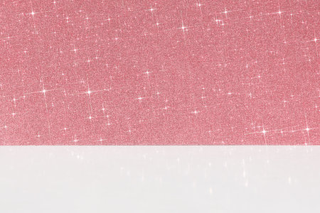 Minimal abstract white-pink shiny sparkling background for the presentation of a cosmetic product or gift. premium podium. Empty showcase, display case.の写真素材