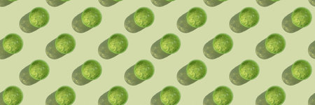 Seamless pattern. A container with a transparent hyaluronic gel or serum on a green background....