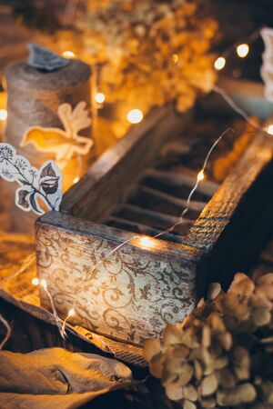 Beautiful natural handcrafted soap on wooden background with botanicals, close up. For relax, health, spa, aromatherapy.の写真素材