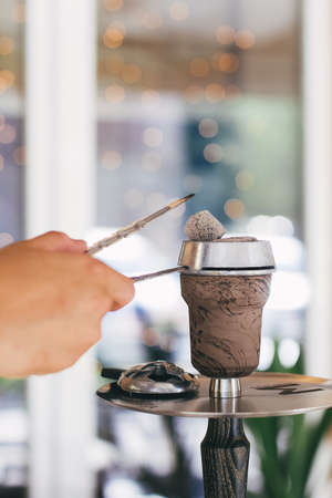 Hookah details for smoking and leisure in natural lightの写真素材