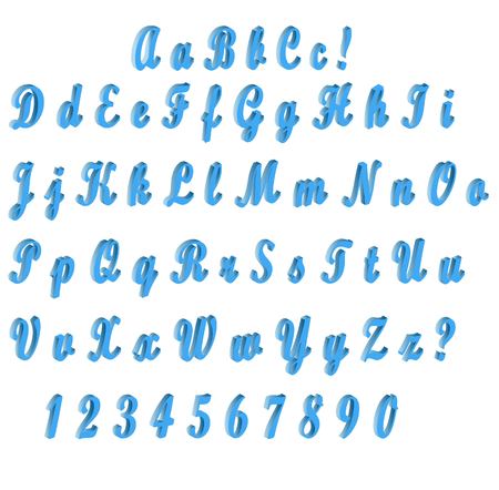 Individual letters of the alphabet and numbers realistic in 3Dの写真素材