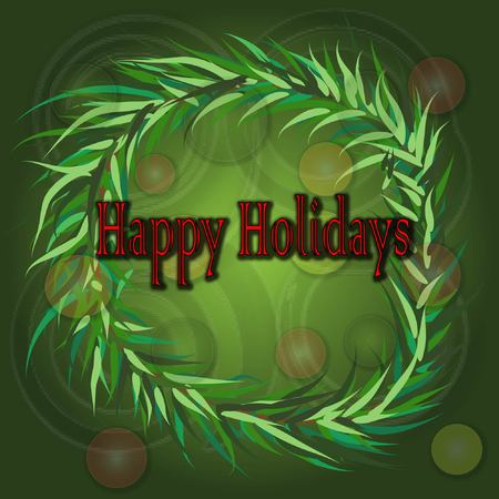 Happy holidays from spruce branches with ballsのイラスト素材