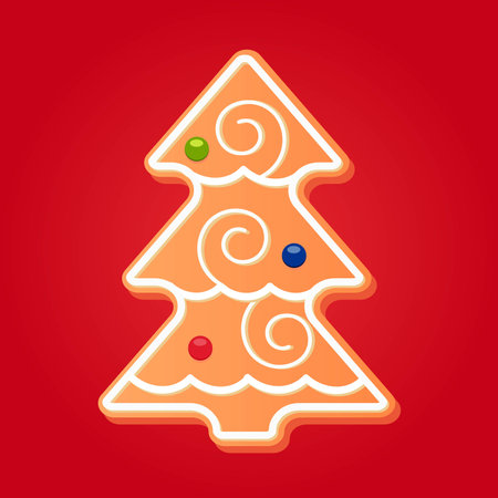 Christmas gingerbread on a colored background. New Year and Christmas logo, icons, illustration, pattern.のイラスト素材