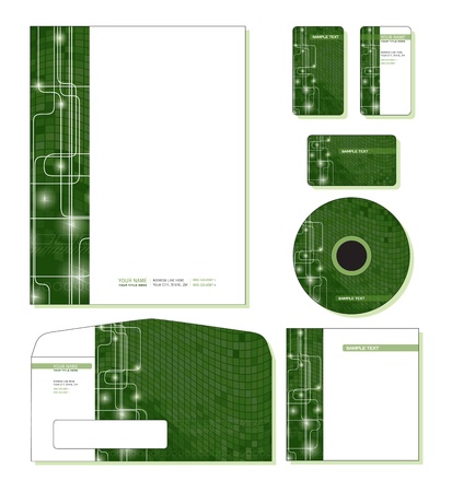 Corporate Identity Template - letterhead, business and gift cards, cd, cd cover, envelope. のイラスト素材