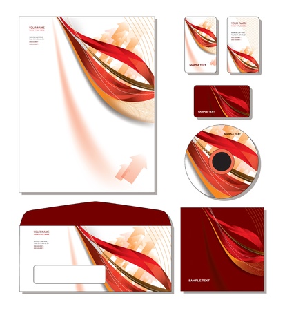 Corporate Identity Template - letterhead, business and gift cards, cd, cd cover, envelope. のイラスト素材