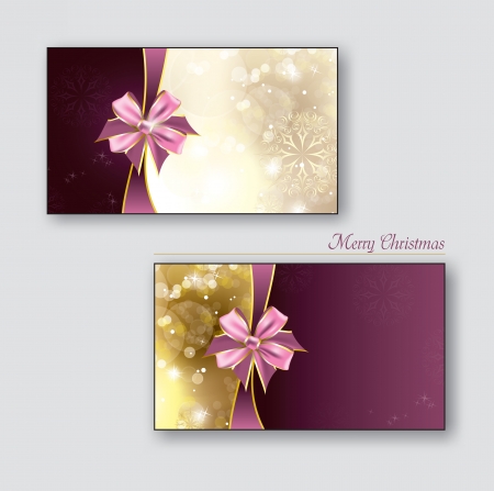 Greeting cards   Gift cards with golden bows  Vector Design  のイラスト素材