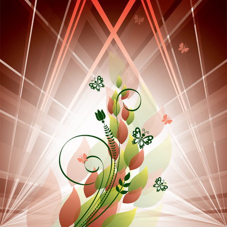 Vector Background with Flowers and Butterflies のイラスト素材