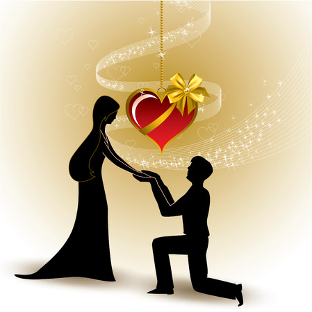 Valentines Background. A Man Proposing.のイラスト素材