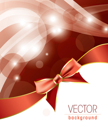 Red background with sparkles and a bow.のイラスト素材