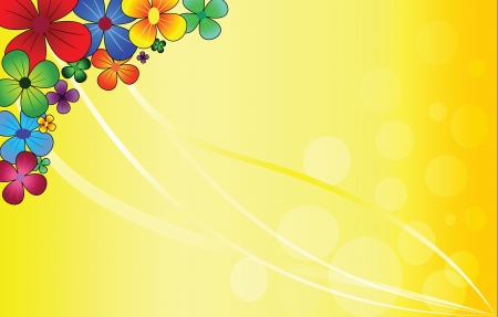multi-colored beautiful flowers on a yellow backgroundのイラスト素材