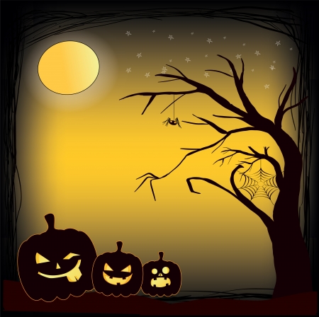 festive card with malicious pumpkins on the Halloweenのイラスト素材
