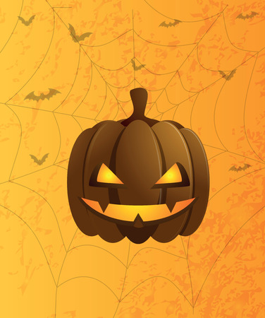the picture with pumpkin on an orange background with a webのイラスト素材