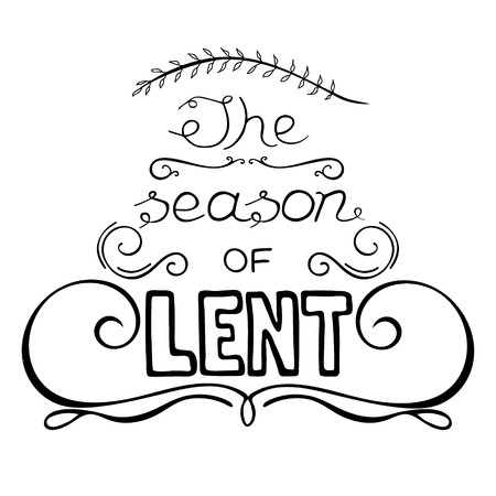 Handwritten word The season of Lent.   Start of fasting, The symbol of the Christian religion. Vector design. Hand illustration.のイラスト素材