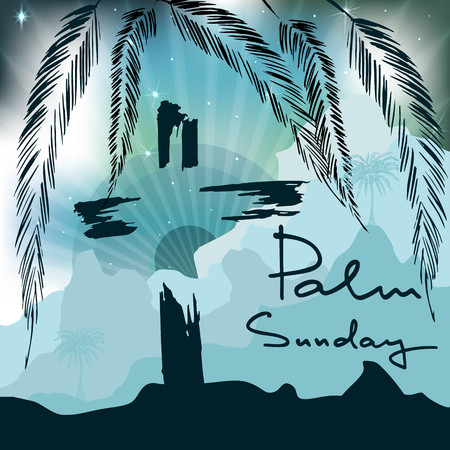 Palm Sunday.  Bible lettering.    The symbol of the Christian religion. Vector design.のイラスト素材