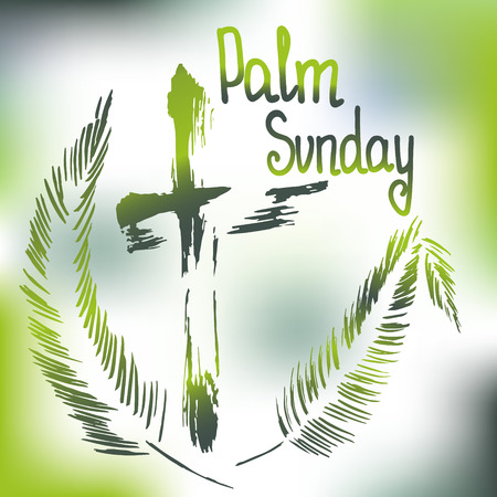 Palm Sunday.  Bible lettering.    The symbol of the Christian religion. Vector design.の素材 [FY310110007509]