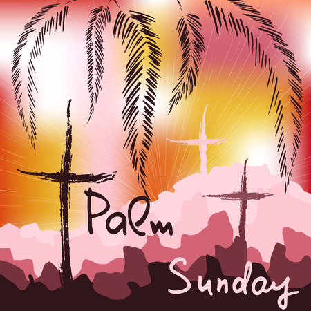 Palm Sunday.  Bible lettering.    The symbol of the Christian religion. Vector design.のイラスト素材