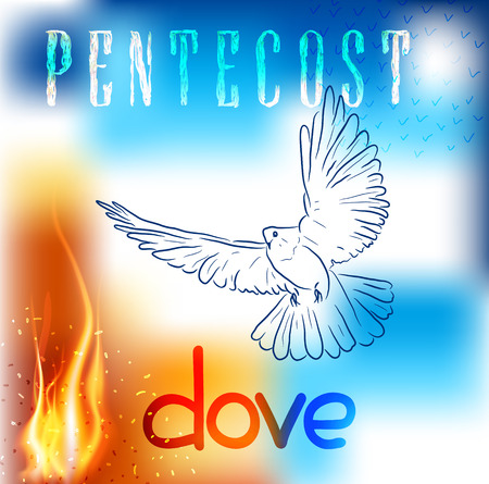 Pentecost dove. Trinity holiday. Â Pigeon as a symbol of the holy spirit. Vector design.のイラスト素材