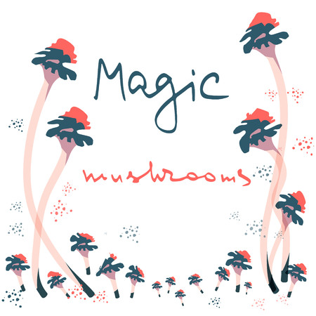 Magic mushrooms  . Flat style for web vector illustrationのイラスト素材